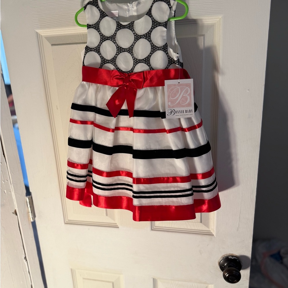 Bonnie Baby Black and White Patterned Dress